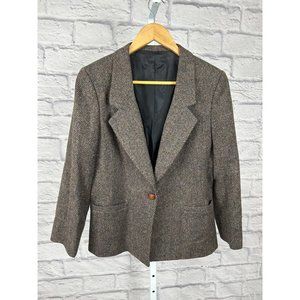 Philip Courtney Petite Jacket 100% Wool Lined 1 Button Front Pocket Women's Sz 8